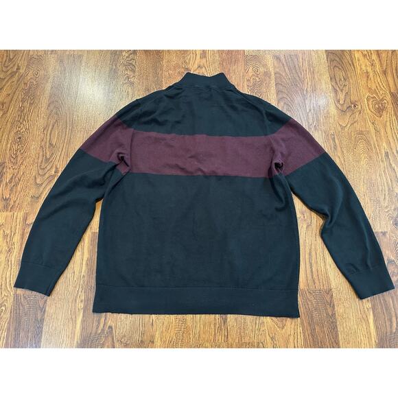 Banana Republic Men’s Cotton Cashmere 1/4 Zip Pullover Black/Red Size XL –Dapper - Picture 2 of 8